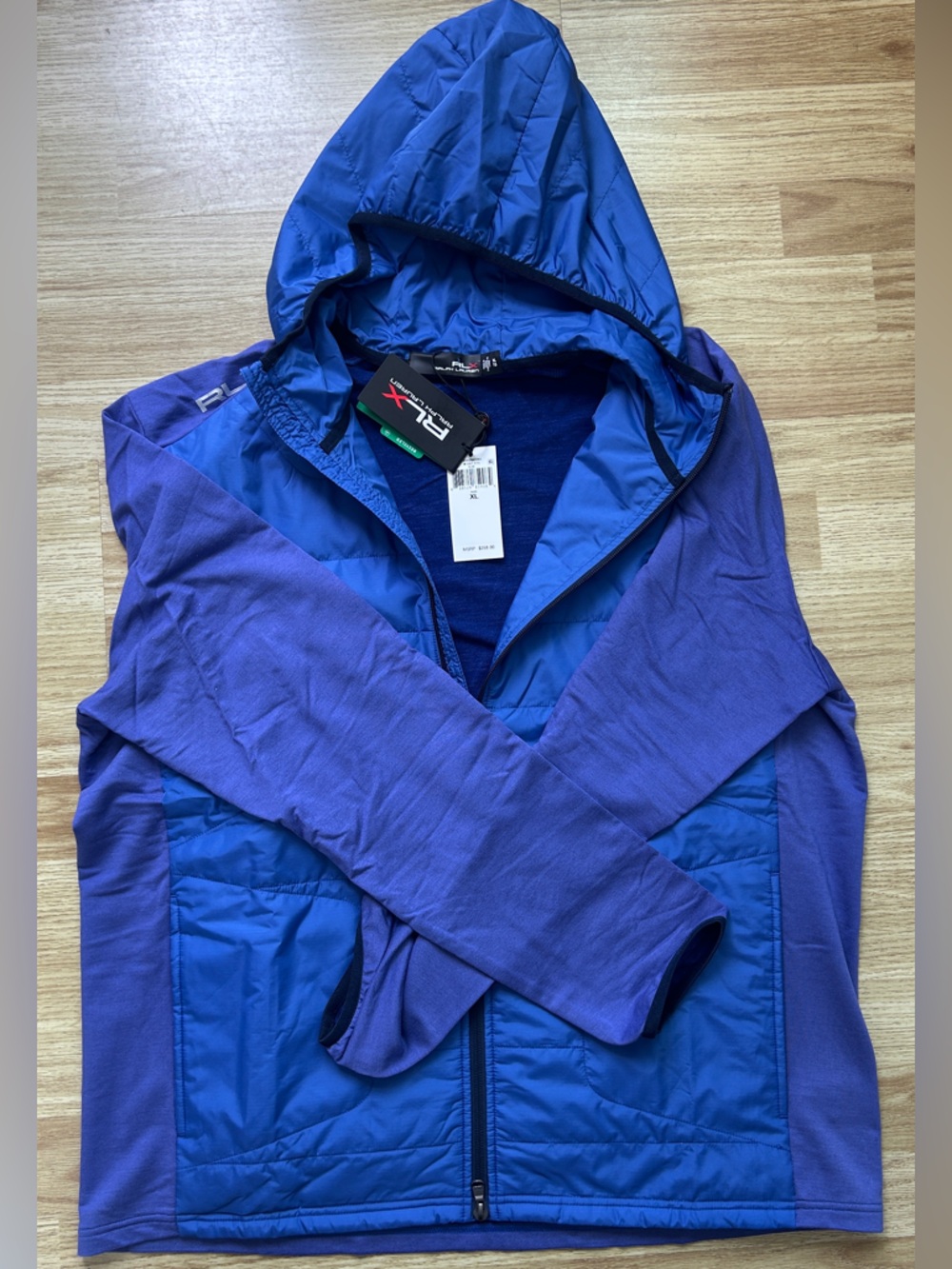 NEW RLX Ralph Lauren Hybrid Wool Hooded Golf Quilted Jacket Mens, XL. $268 msrp.
